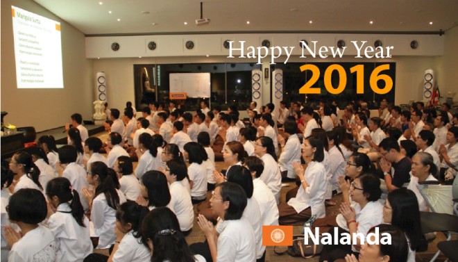 Mid-night chanting at Nalanda Centre.