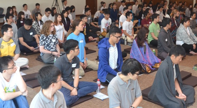 Attending the One-day Meditation Retreat for young adults at Nalanda Centre.