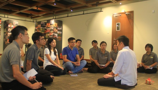 Bro. Tan in a sharing session with Dhamma School facilitators.