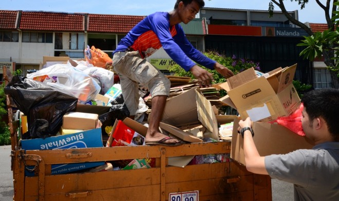 The recyclable items were sold and taken away by lorry.
