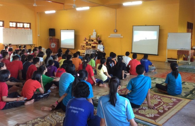 Sis. Sunanda giving a talk to the campers.