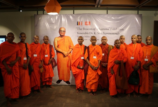 The venerable monks at the "Beacon of Dhamma" exhibition.