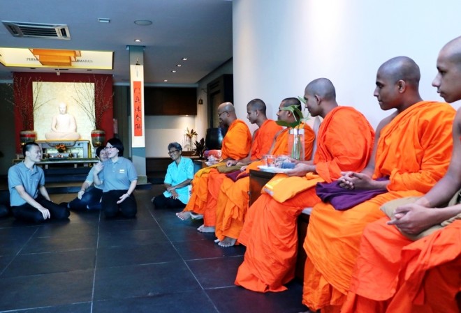 Nalandian officers warmly welcomed the visiting monks.