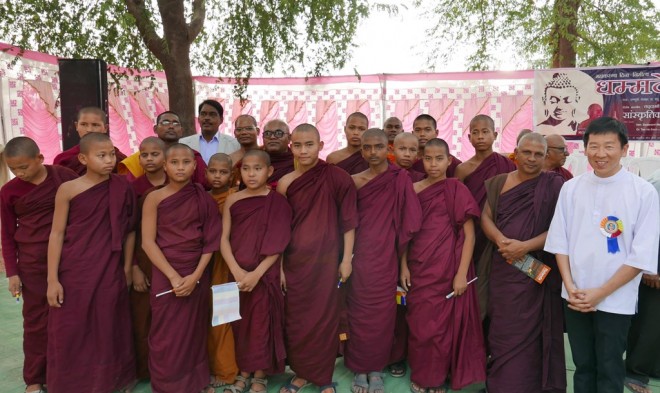 With teachers and local novice monks studying nearby.