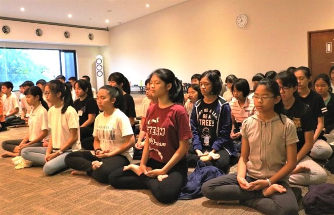 Meditation, chanting and house chores were part of the daily programme.