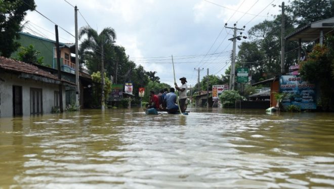 Waist-deep waters in the suburb of Kaduwela, just outside Colombo.