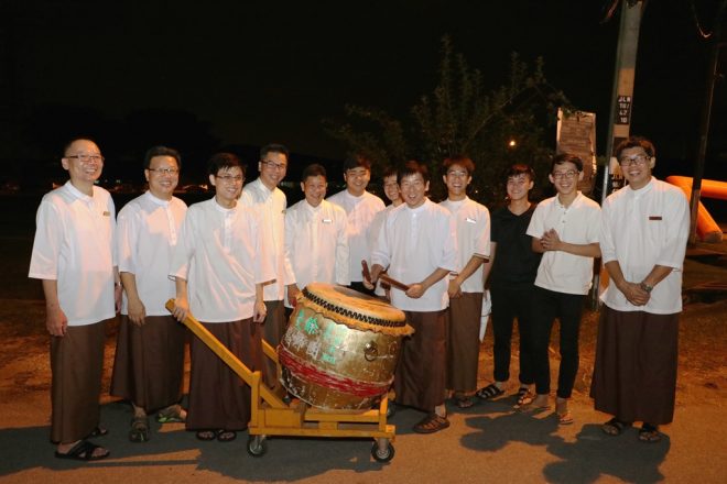 Bro. Tan and Nalandians officers posing with the drum ensemble team.