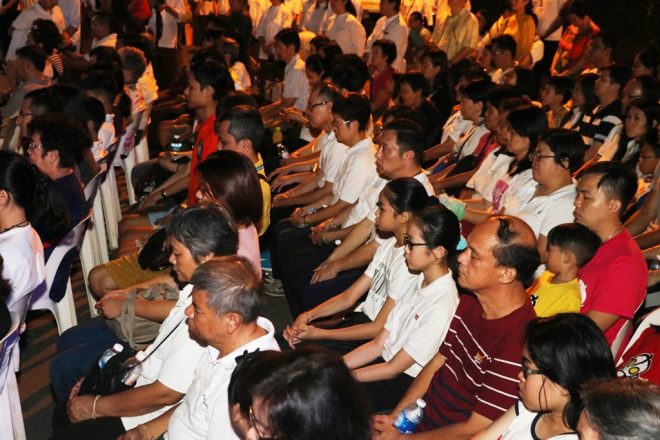 The crowd of hundreds meditating silently on Wesak evening was an inspiring sight.